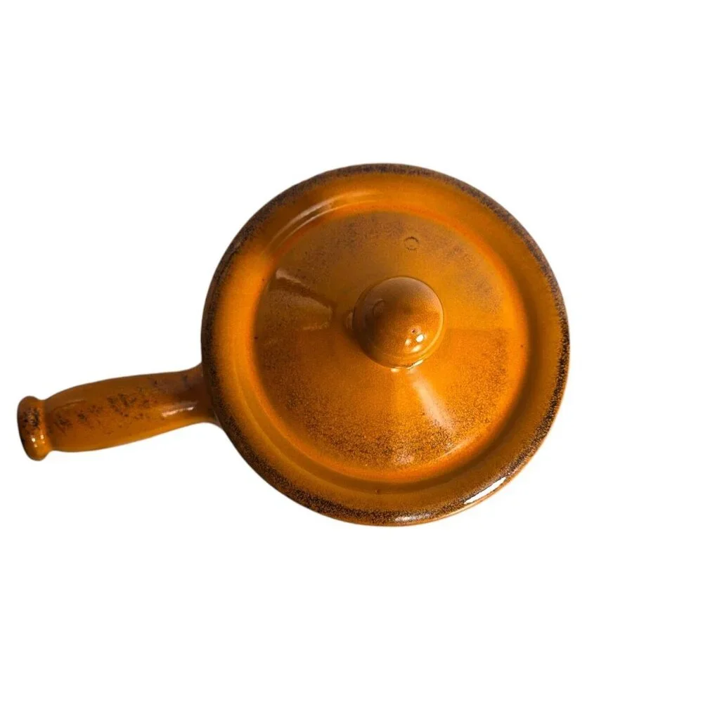 De Silva Orange Casserole Oven Safe Bowl Lid Made Italy‎ Terracotta MCM